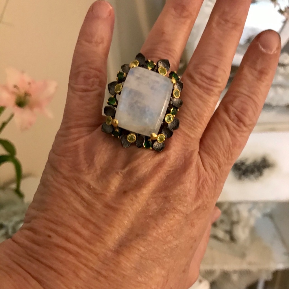 Natural moonstone statement ring